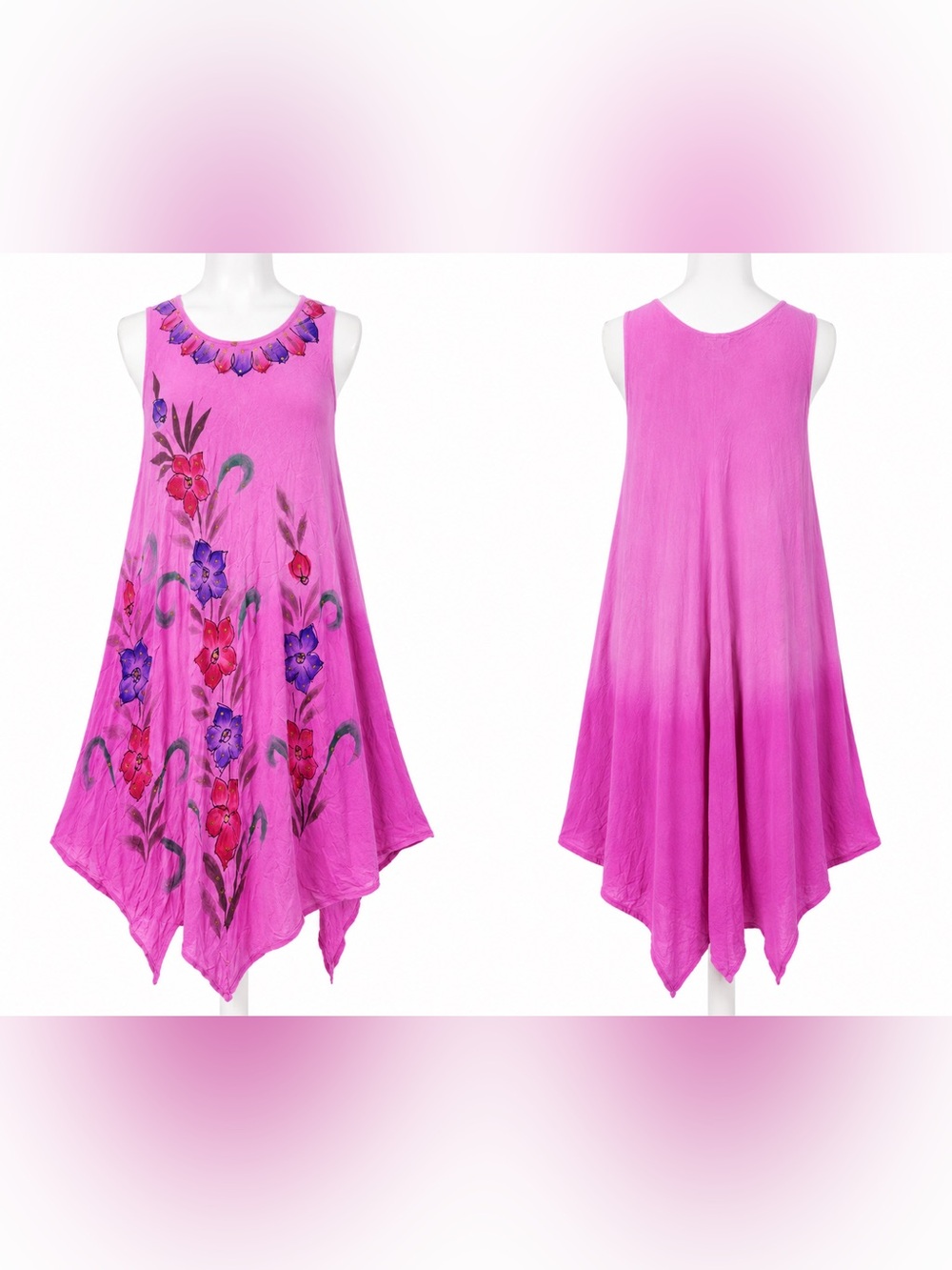 🌺 Beach by Blu Hand-Painted Asymmetrical Resort Cover-Up | Boutique Boho Luxe - Picture 2 of 3